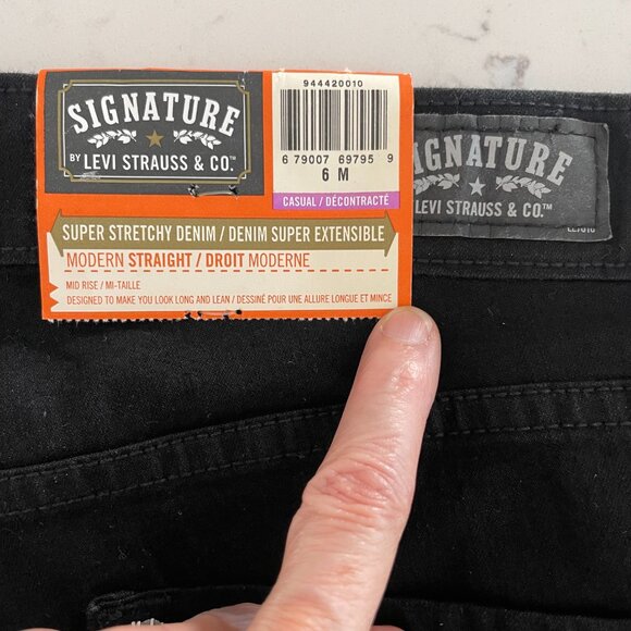 Signature by Levi Strauss & Co. Modern Straight 5 Pocket M Rise Jeans Black Sz 6 - Picture 12 of 16